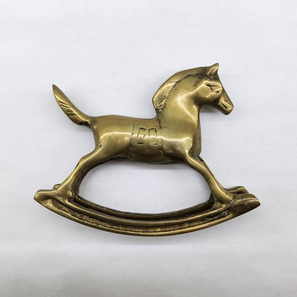 Vintage Solid Brass Rocking Horse Figurine - Picture 2 of 5